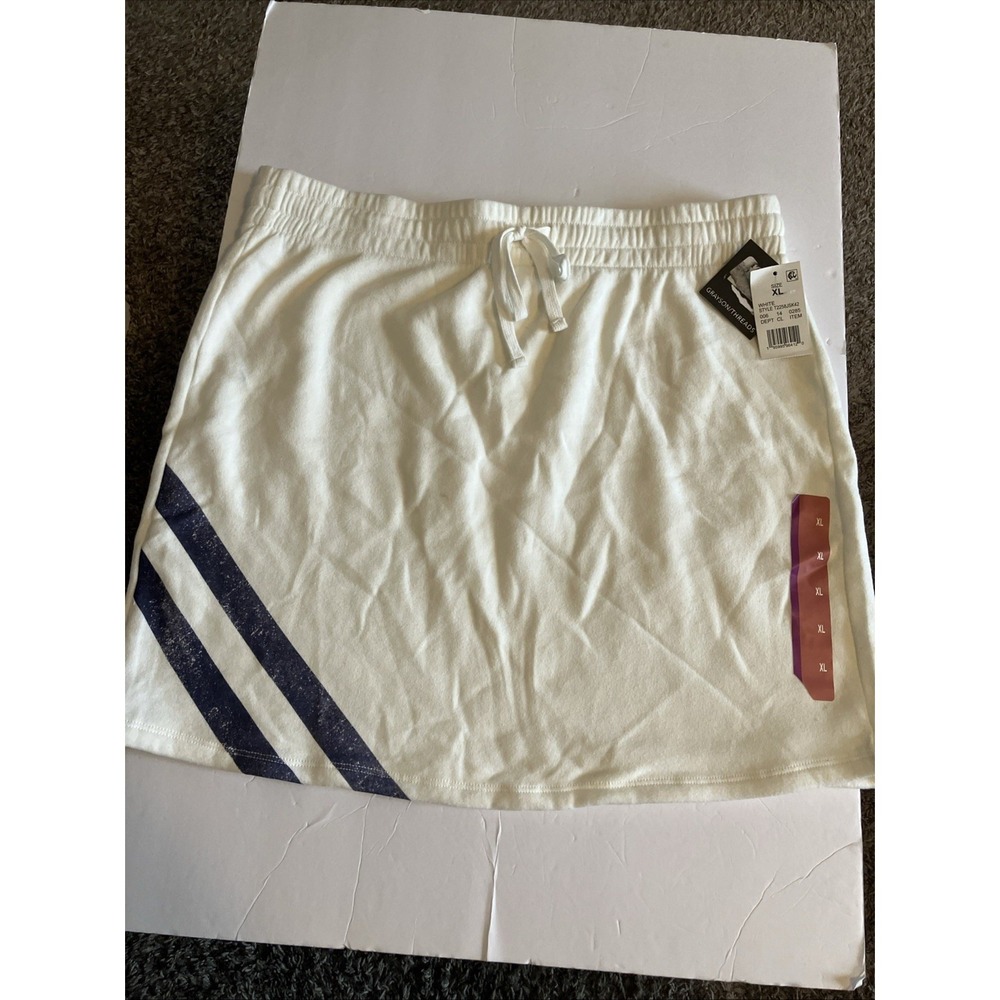 GRAYSON/THREADS Women's USA Tennis Skirt Off White Ivory Blue Stripe XL C824